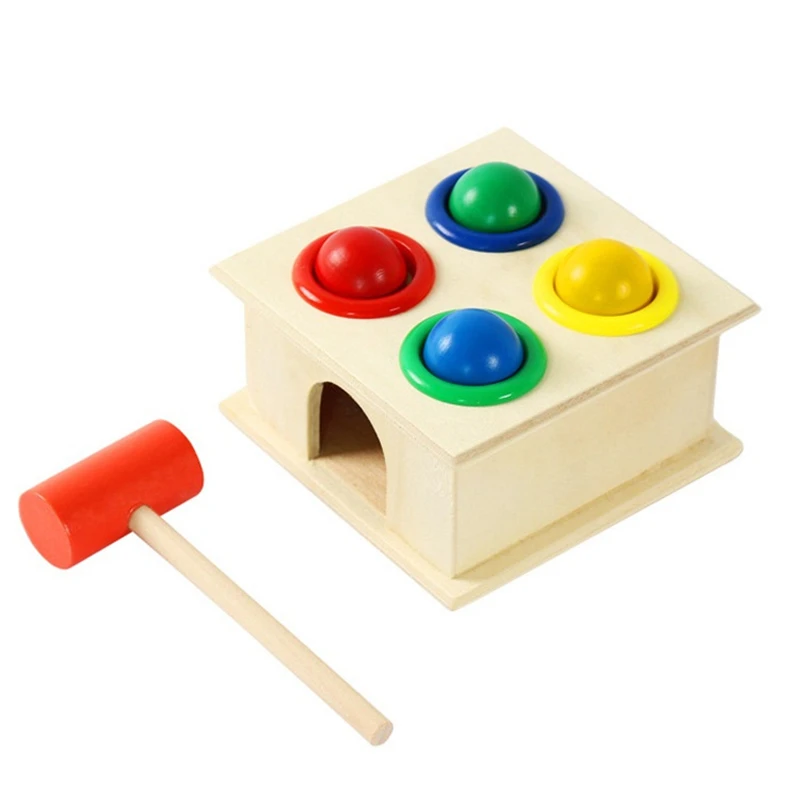 Baby Toys colour Wooden Ball Percussion Hammer Children Early Learning