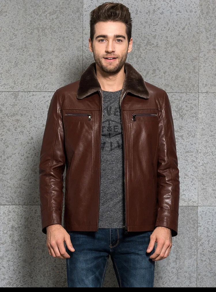 Men's Fur Coat Leather Jacket Casual Jacket Bring Your Custom Handmade