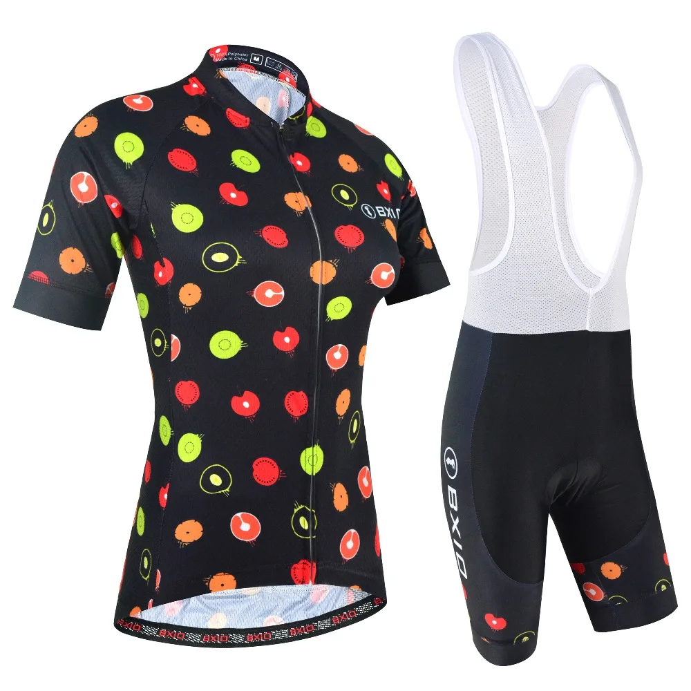 

BXIO Women Cycling Jersey With Bib Shorts Bike Wear Pro Team Summer Bicycle Uniform Ropa Ciclismo Road Cycling Clothing 166