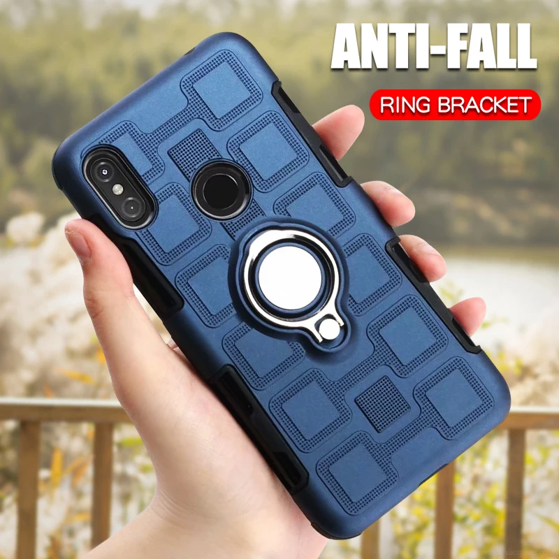 

Case For Motorola Moto One Power E Plus E Play P30 Play P30 Note Shockproof Phone Cover Luxury Silicone Armor Ring Holder Case