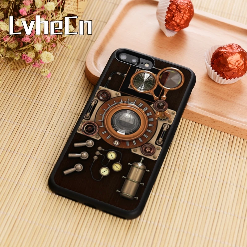 LvheCn стимпанк камера чехол для телефона iPhone 4 5 6 6s 7 8 plus X XR XS max 11 Pro samsung Galaxy S7edge S8 S9 S10 |