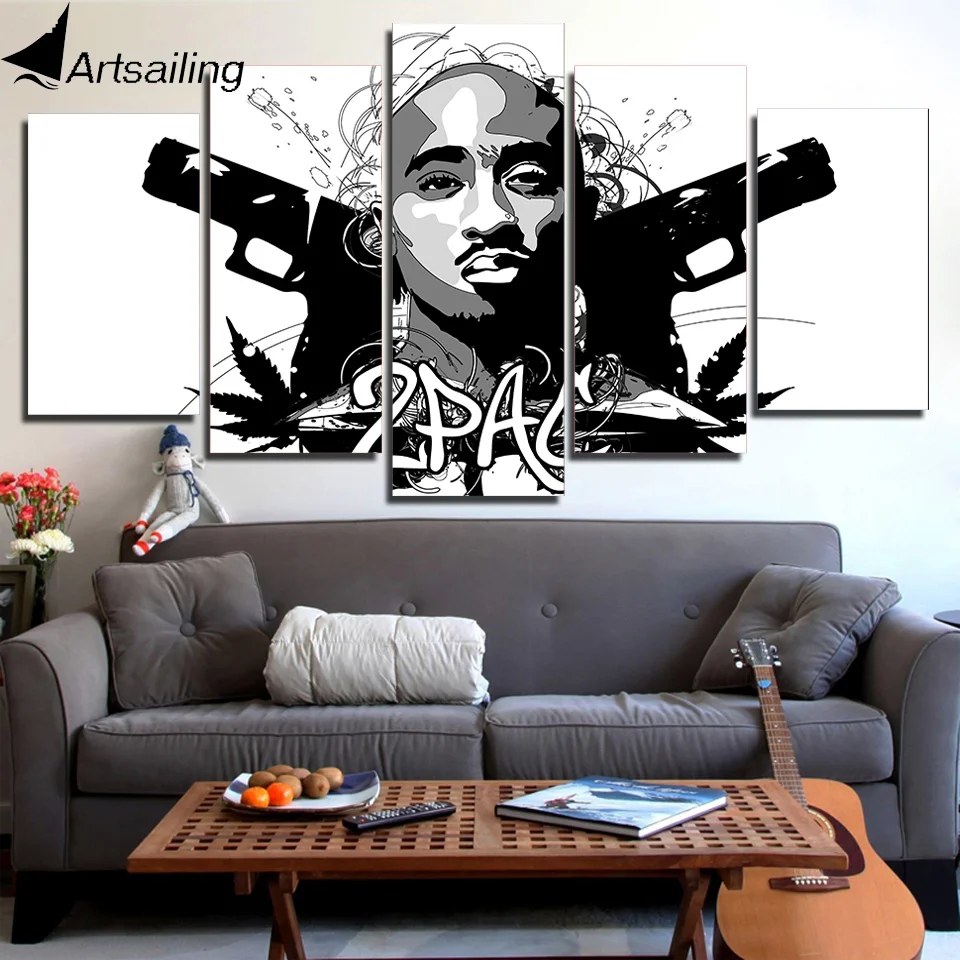 HD Printed 5 Piece Canvas Art RAP Hip Hop Rapper singer painting Wall