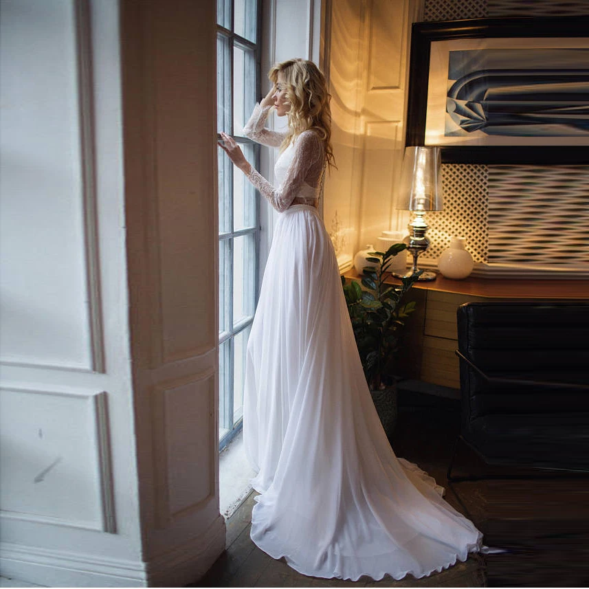 

Pure White Long Chiffon Skirts For Bridal A-line Elegant Skirt With Train Zipper Custom Made 2018 Jupe Longue Femme Saias