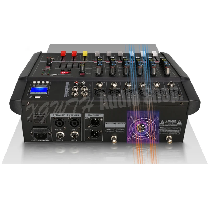 6 Channel Amplifier Mixer with 4 Wireless Handheld