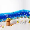 underwater world fish shark dolphin baseboard wall stickers for kids rooms kitchen bathroom decor pvc wall decals diy mural art ► Photo 2/4