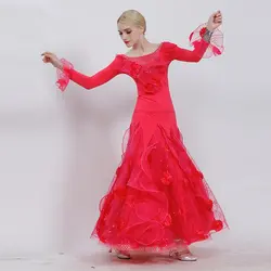 Цветок бальная юбка бальные платье для вальса Черный Бальные платья Фламенко юбка современный Танцы костюмы топ и юбка Одежда для танцев