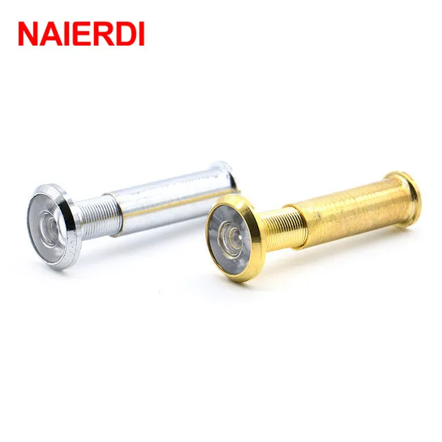Дверной глазок NAIERDI deluxe 200 градусов длинный широкий угол хромированный