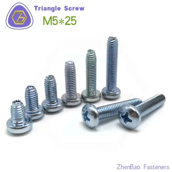 

m5*25 , 100pcs/lot , High quality Triangle thread distribution box bolt , carbon steel pan head Metric screw ,A025