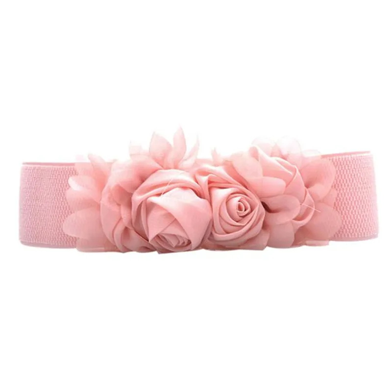 Elastic Waistband Chiffon Roses Leisure Strap Dress Accessory Belts for women men Fashion Accessory 40FE0505