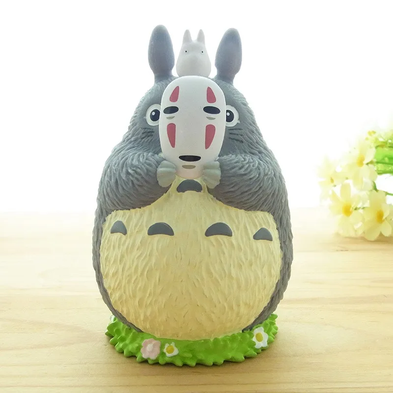  Anime My Neighbor Totoro with mask no face man Piggy Bank Cartoon PVC Action Figure Resin Collectio