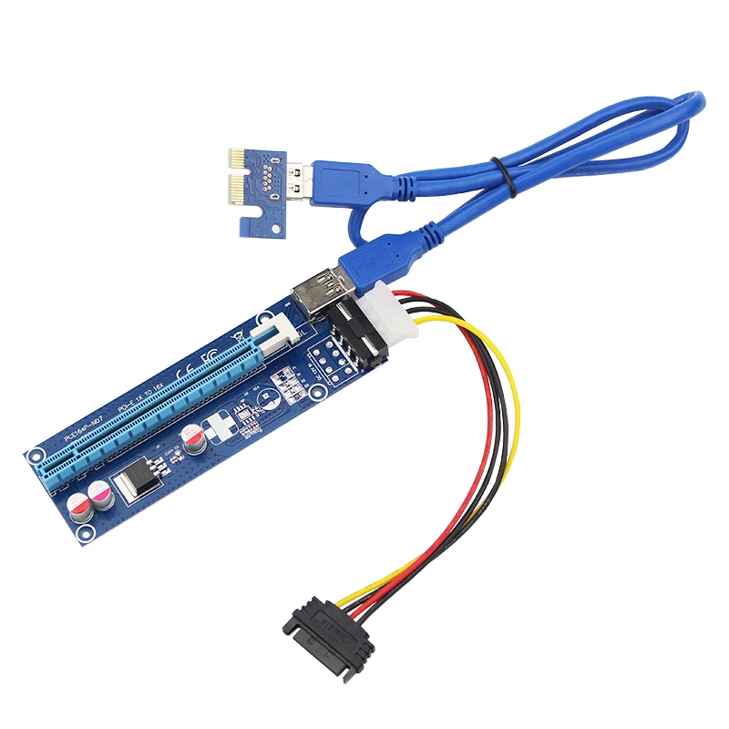 Переходник PCI Express E 1 16 x удлинитель для переходных карт + SATA 4 Pin источник питания и