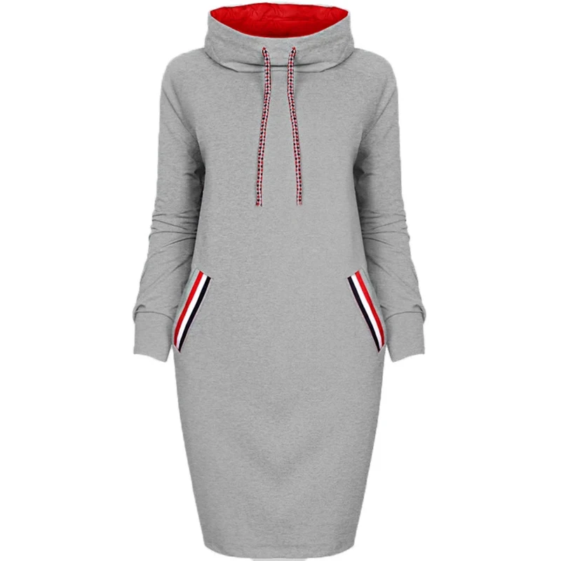 

Women dresses 2019 new fashion autumn high collar slim strap strope knee length dress vestidos de festa promotion OYM0586