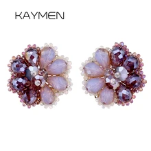 Уникальный дизайн цветок хрустальные серьги-гвоздики ручной работы позолоченные Позолоченные позолоченные женские любимые бусы серьги модные украшения EA-04102