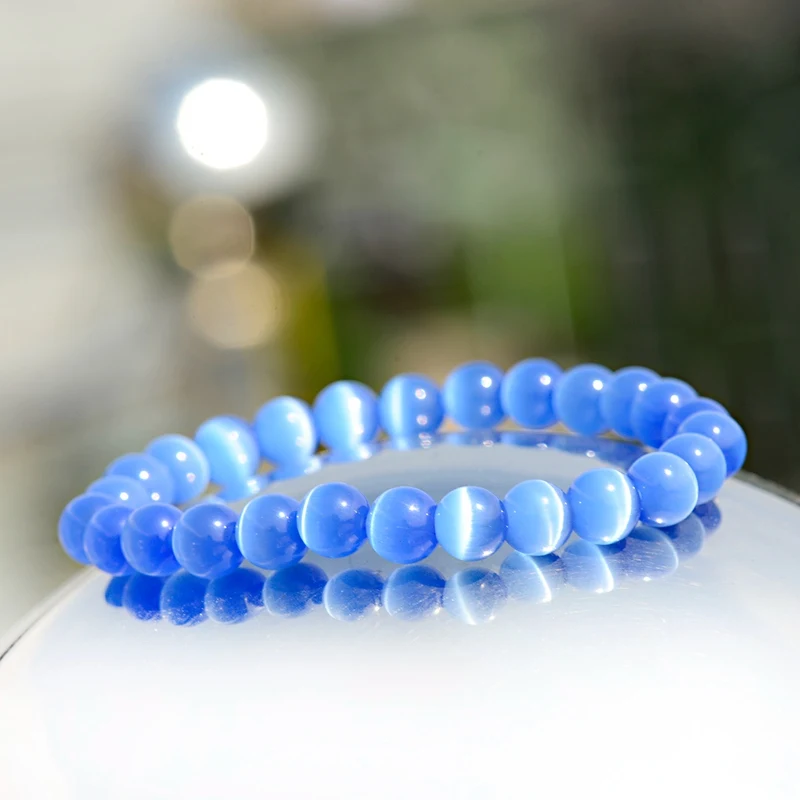 

Trendy Natural Stone Blue Women Bracelet Femme Unisex Charm Vintage Opal Beads Chain Braclet Jewelry Mens Friend Gift AB176