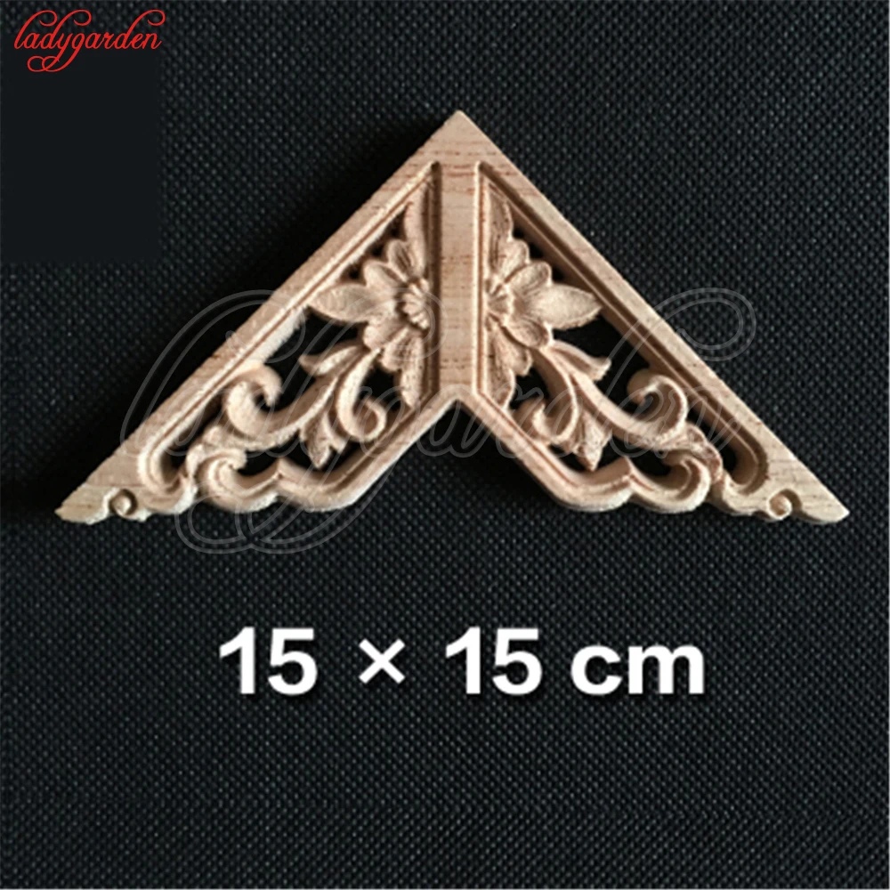 buy Vintage Unpainted Wood Carved Corner Onlay Applique Frame for Home Furniture Wall Cabinet Door Wood Appliques for Furniture