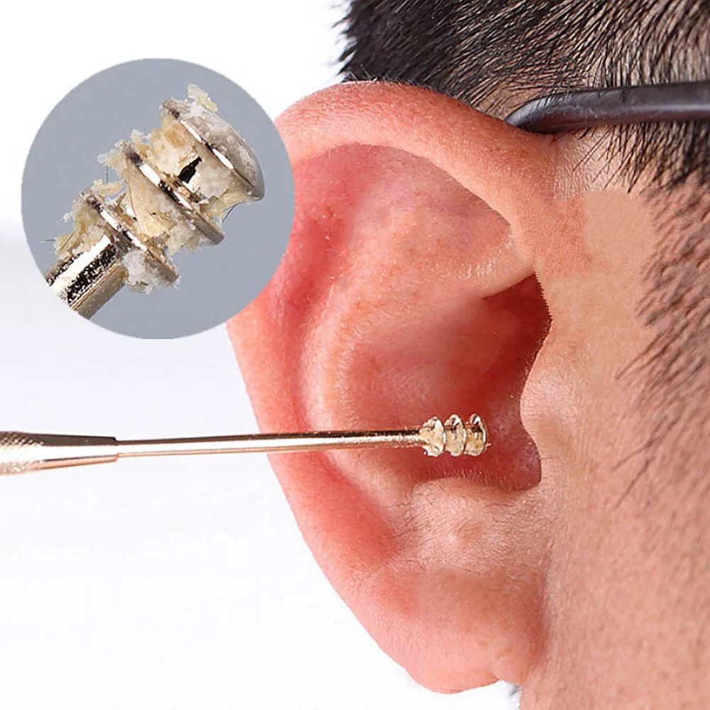 

1PC Double-ended Stainless Steel Spiral Ear Pick Spoon Ear Wax Removal Cleaner Ear Tool Kit Multi-function Portable