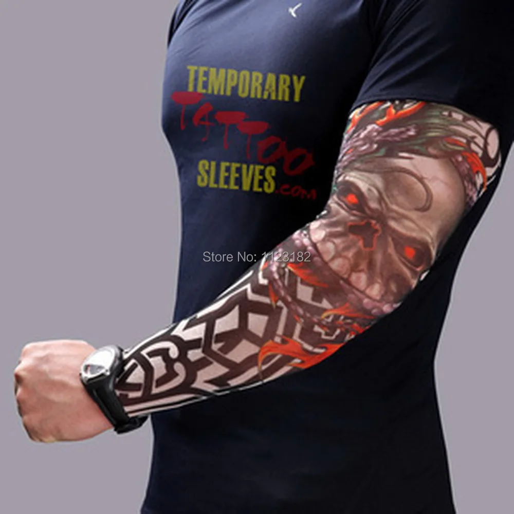 Fake Slip on Tattoo Sleeve Arm Sleeves Stockings, Tattoo Sleeve Flower