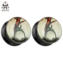 Kubooz модные пирсинг украшения для тела arcylic беруши Туннели Измерительные приборы черный логотип изображение продавать по паре 10 мм 00 г