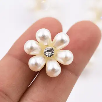

100pcs 19mm Pearl Flower Rhinestone Buckle Button With Shank For Shrit Coat Cap Shoes Bag Crafts Sewing