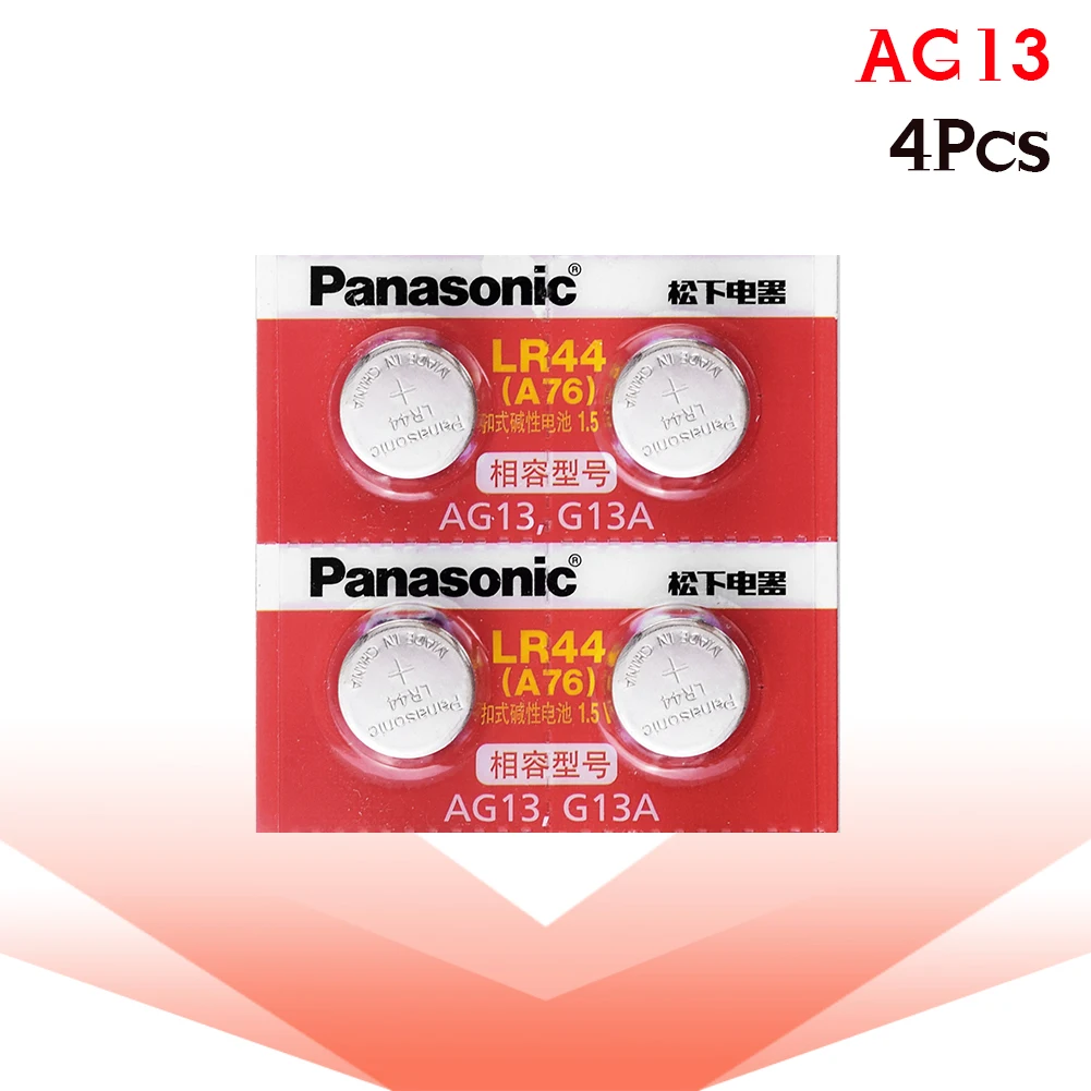 Panasonic мобильный телефон 4pc 1,5 V A76 AG13 G13A LR44 LR1154 357A SR44 кнопочная ячейка Батарея lr44 Литиевые Батарейки-таблетки