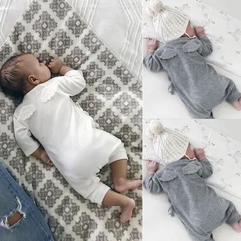 

Infant Baby Girls Boys Wings Lacing Romper Jumpsuit Outfits Clothes cute soft Autumn Winter Warm Baby Cotton Romper Babies Cloth