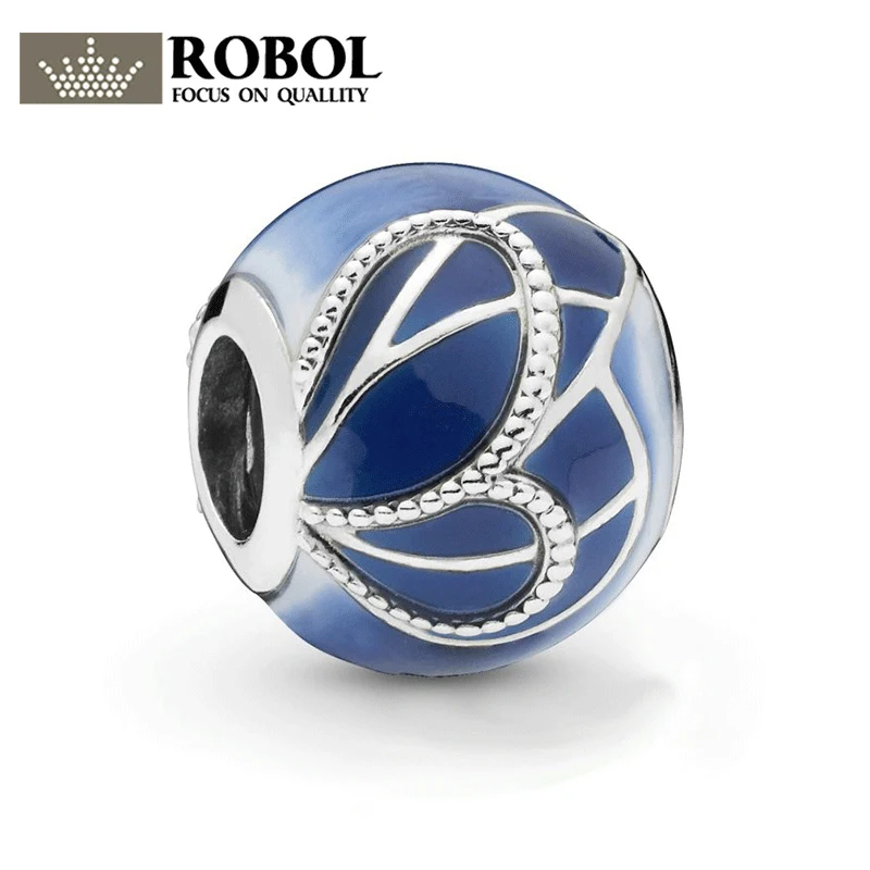 

100% Sterling Silver Charm Bead 1:1 High Quality Silver 925 Jewelry 797886ENMX Blue Butterfly Wing Charm Fit Bralecet Jewerly
