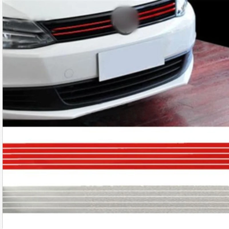 Red Car Front Hood Grill Decal Sticker Grille Trim Strip Reflective