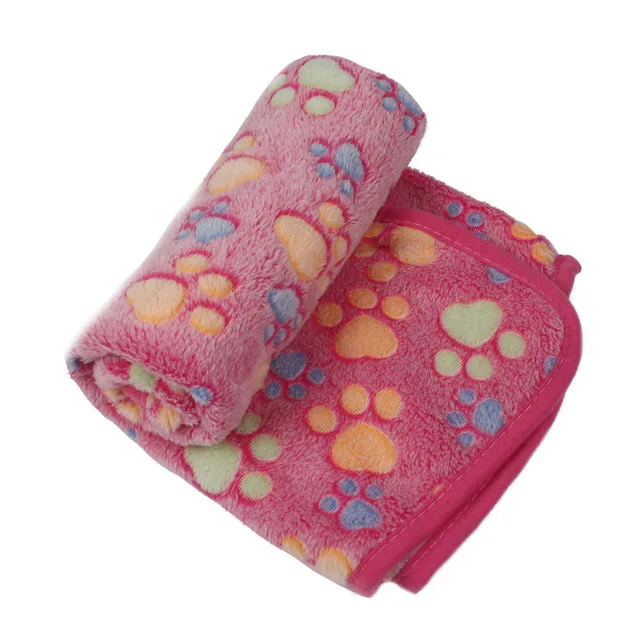 Мягкое одеяло для домашних животных коралловый флис зимний коврик для кошки с принтом для ног теплый спальный матрас Маленькие Средние собаки одежда для домашних животных A9 - Цвет: Розовый