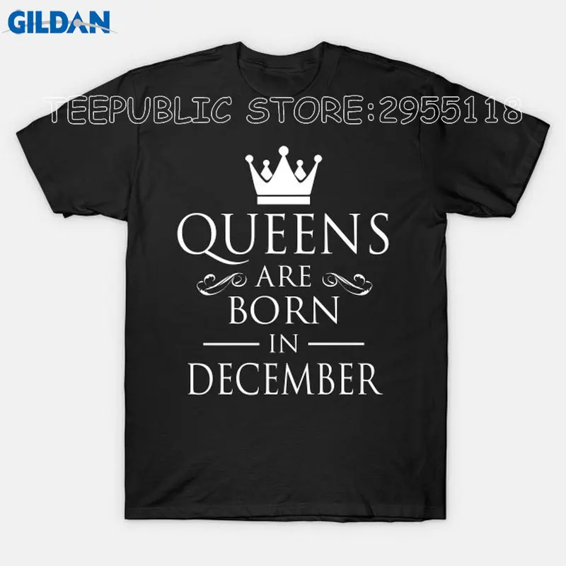 Забавные футболки Queens рождаются в декабре Для женщин экипажа шеи с коротким рукавом рубашка с принтом