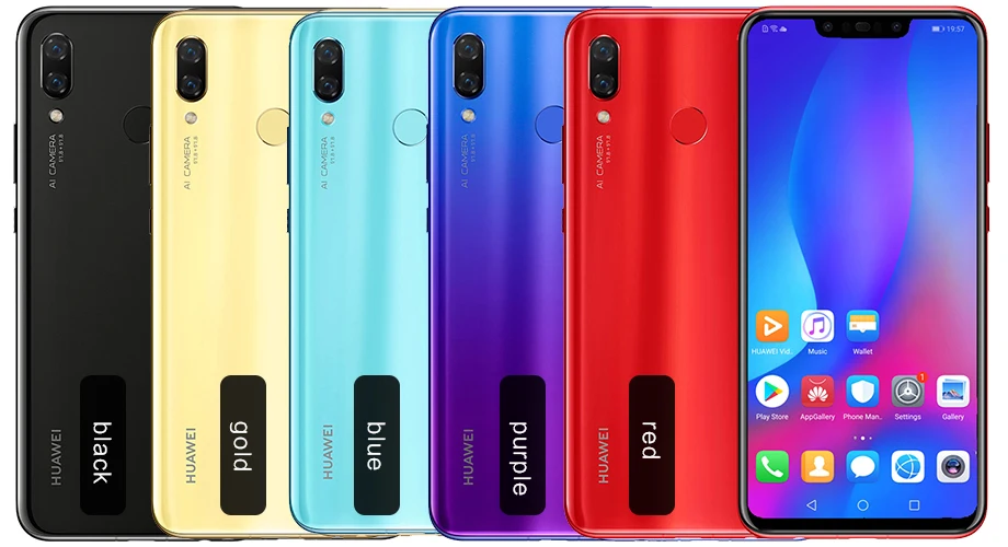 Глобальная прошивка,, huawei nova 3 nova 3, 6 ГБ ОЗУ, мобильный телефон Kirin 970, Qcta Core, двойная фронтальная задняя камера, 24 Мп+ 2 МП