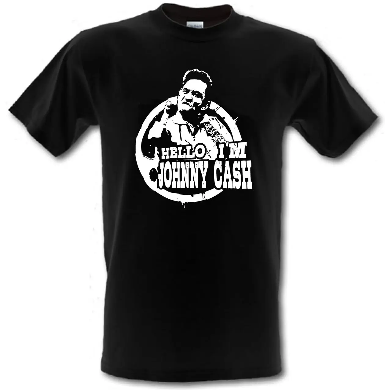 HELLO I'M JOHNNY CASH Мужская Черная хлопковая Футболка с средним пальцем всех размеров