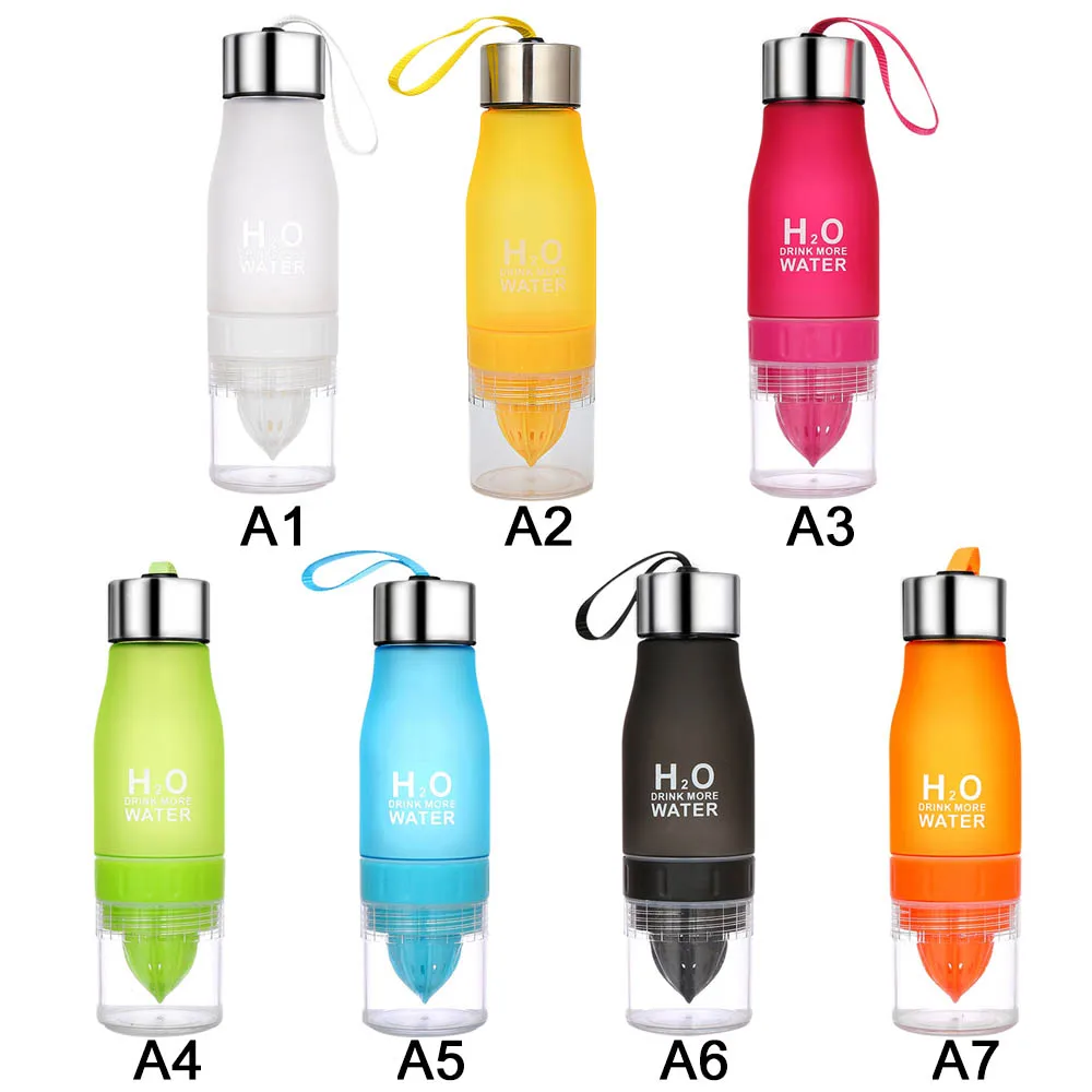 

Creative Fruit Juice Infuser Water Bottle 650ml Plastic Portable Lemon Juice Bottle Manual Juicer Cup Drinking Bottle