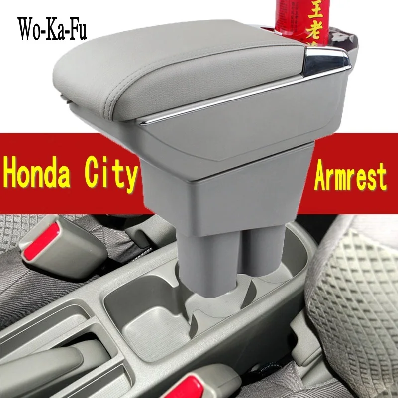 For Honda City armrest box central Store content Storage box with cup