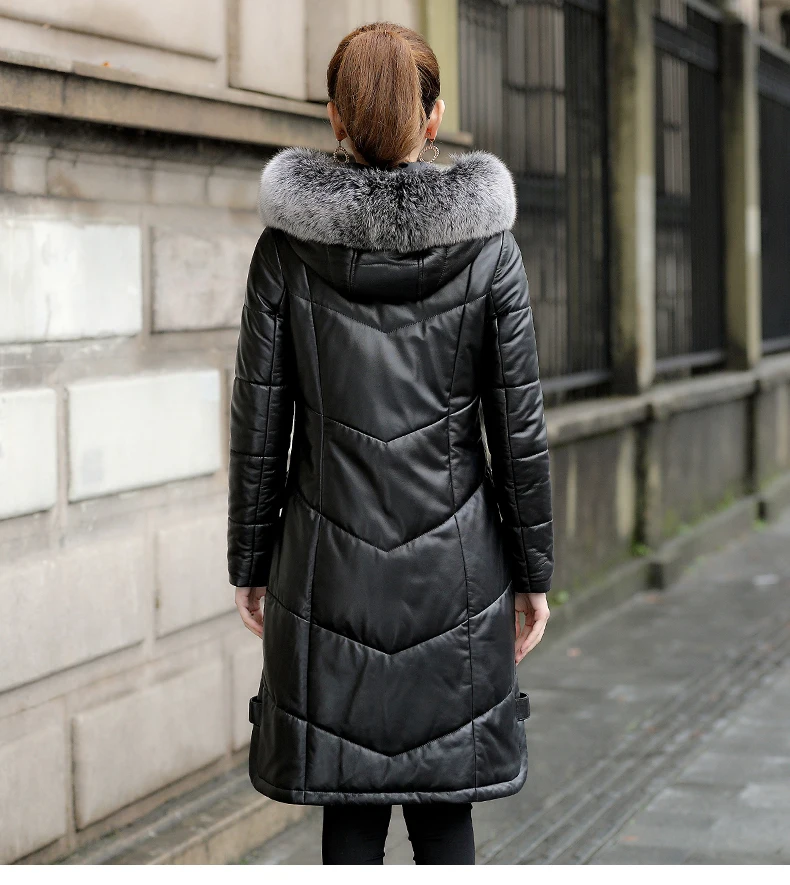Women Winter Genuine Leatherr Down Coat 2018 New Fashion Slim Winter Jacket Women Down Jackets Fur Fox Collar Long Outwear CH679 (6)