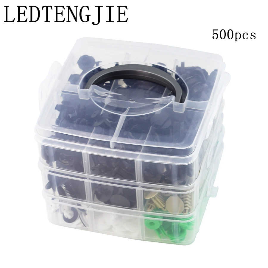

500PCS Universal Boxed Mixed Car Fasteners Door Trim Panel Auto Bumper Rivet Retainer Push Engine Cover Fender Fastener Clips