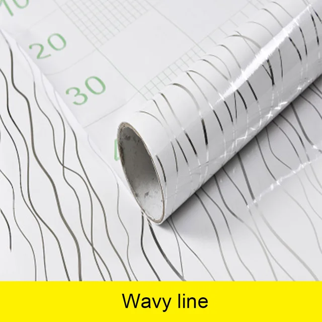 Pearl White DIY Decorative Film PVC Self Adhesive Wall Paper Furniture Renovation Stickers Kitchen Cabinet Waterproof Wallpaper Wavy line