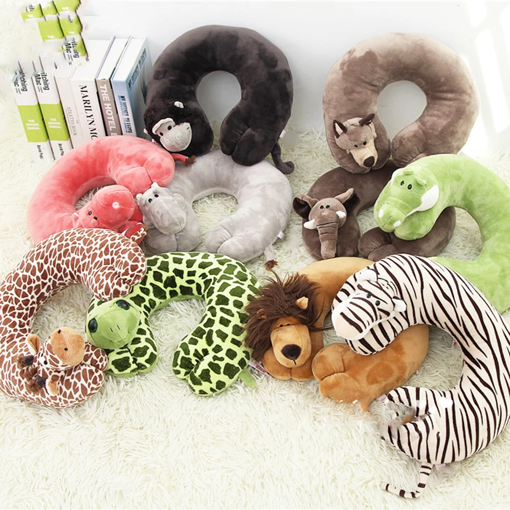 Cute Cartoon Animal U shaped Memory Travel Pillow Neck Support Headrest for Adults and Children Office