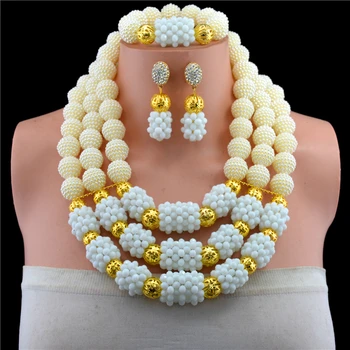 

2017 Hot White African Beads Jewelry Set Nigerian Wedding Beads Jewelry Set Bridesmaid Necklace Jewelry Set Free Shipping SET 61