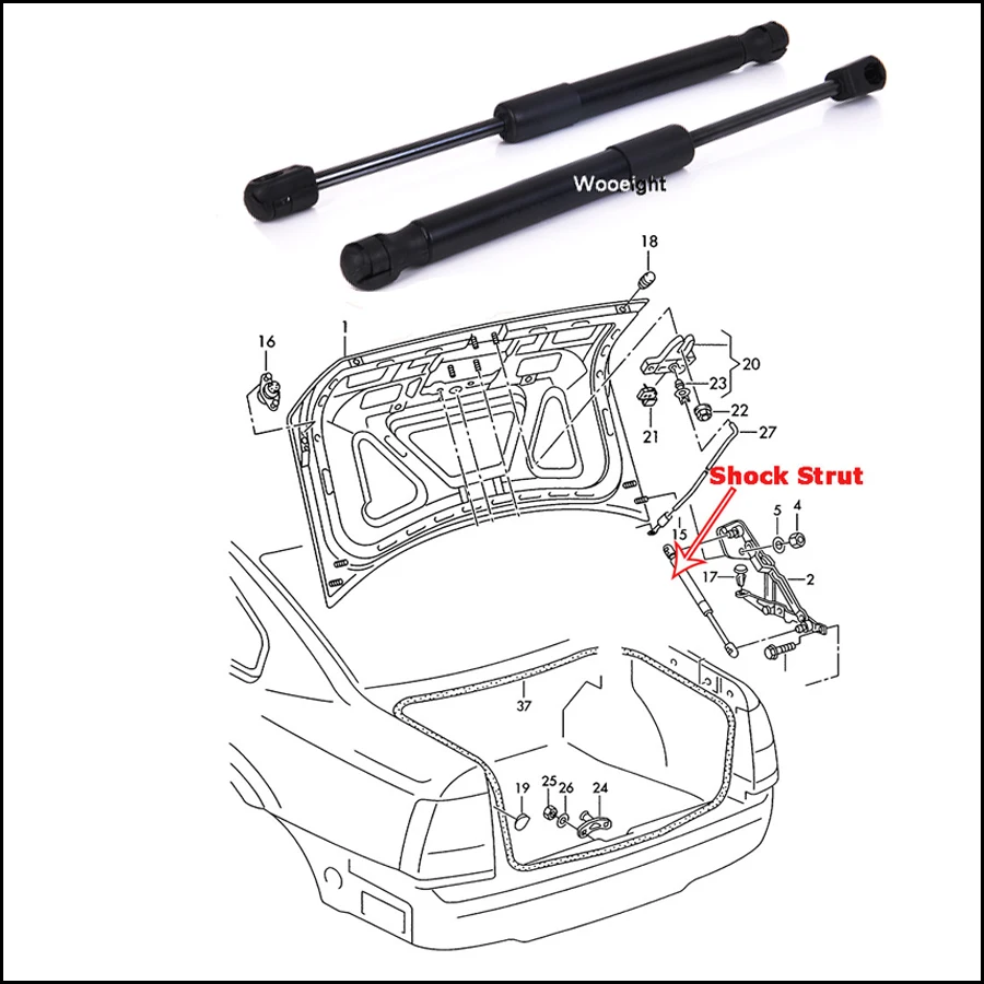 

2Pcs Car Trunk Lid Lift Support Shock Trunk Hydraulic Struts Bar For VW Jetta Bora MK4 Sedan Audi A4 S4 3B5827550E 3B5 827 550 A