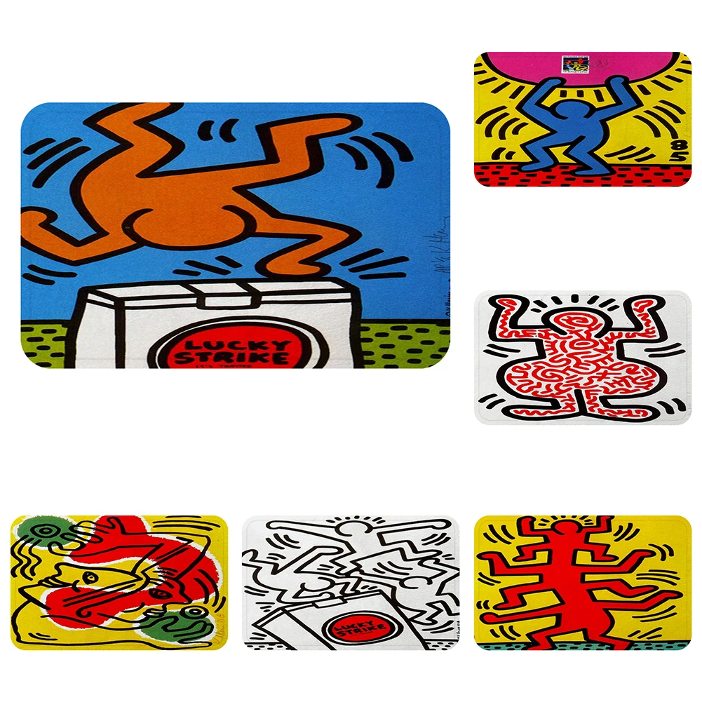 Keith Haring поп-арт Lucky Strike охлаждающий коврик для ванной комнаты Декоративные Нескользящие Коврики для автомобиля пол бар ковры домашний декор для дверей подарок