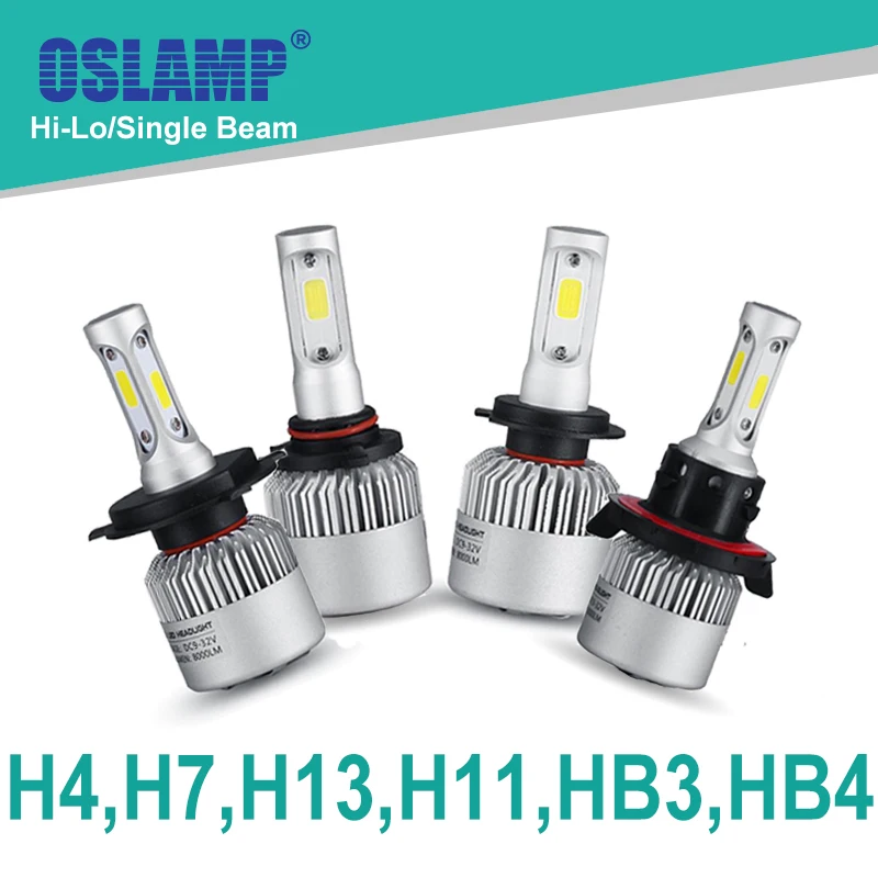 Oslamp Hi-Lo Beam/Single Beam COB H4 H7 H11 H13 9005(HB3) 9006(HB4) 72W/pair 6500K LED Car Headlight Auto Led Head Lights SUV