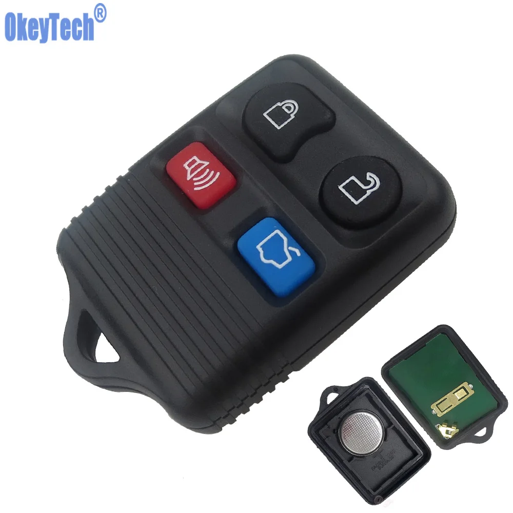 

OkeyTech 4 Buttons Remote Car Key Transit Keyless Entry Fob 315MHz/433Mhz For Ford Complete Remote Control Circuid Board Include