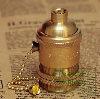 

Free shipping Zipper lamp bases E26 brass bulb base underplating retro pull switch pendant light DIY lamp accessories