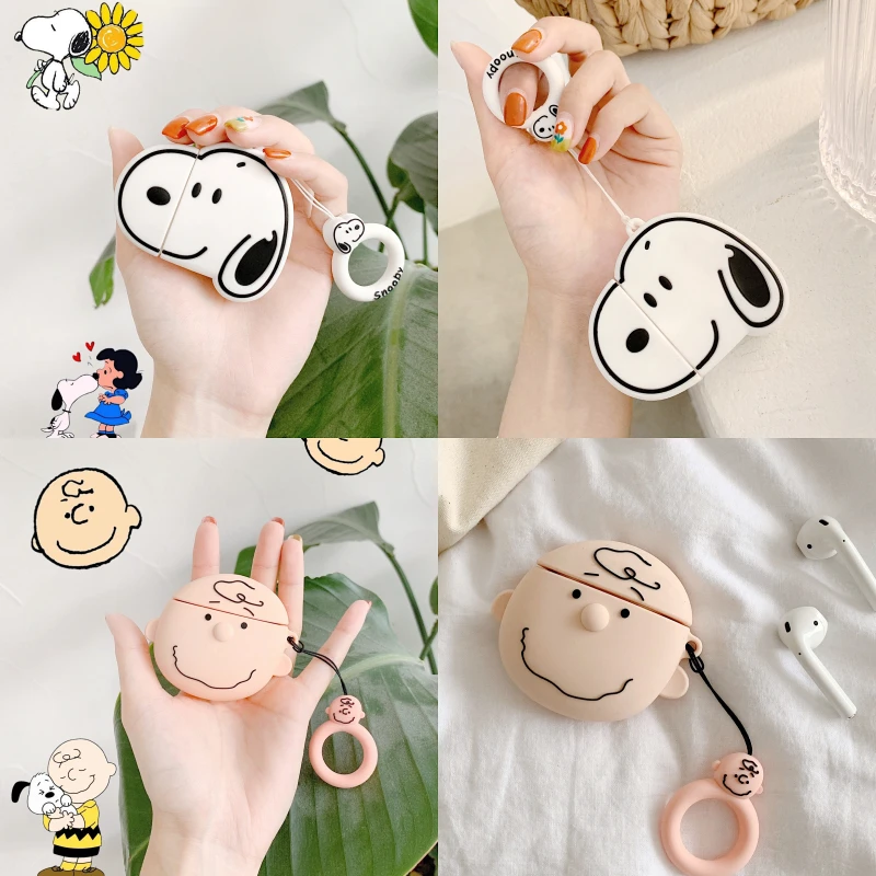 

Cute Snoopy Charlie Brown Cartoon Silicone Case For Airpods 2 Protective Cover Apple Accessories Wireless Bluetooth Headphones