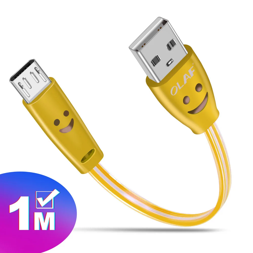 1 м USB кабель светодиодный светильник Micro USB кабель для samsung S8 S9 универсальные кабели для быстрой зарядки и синхронизации данных для iphone 7 8 X XS Max - Цвет: Yellow