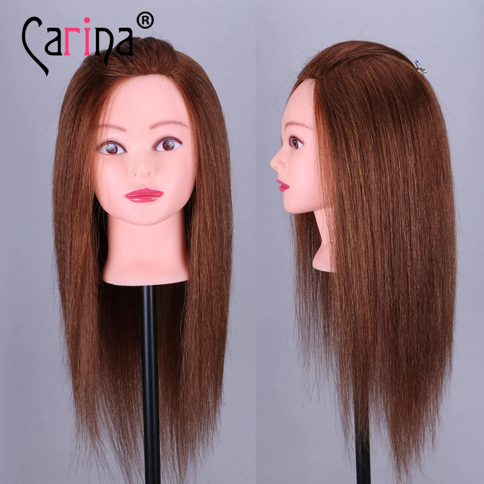 Natural Real Hair Hairdressing Doll Head Mannequin heads Styling