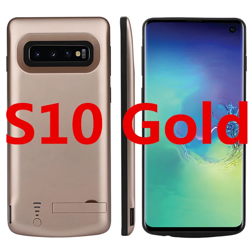 Для samsung Galaxy S10 S10e 5000 mAh Батарея случае Перезаряжаемые Расширенный Батарея принципиально Bateria с кронштейн для Galaxy S10 плюс - Цвет: for S10 Gold