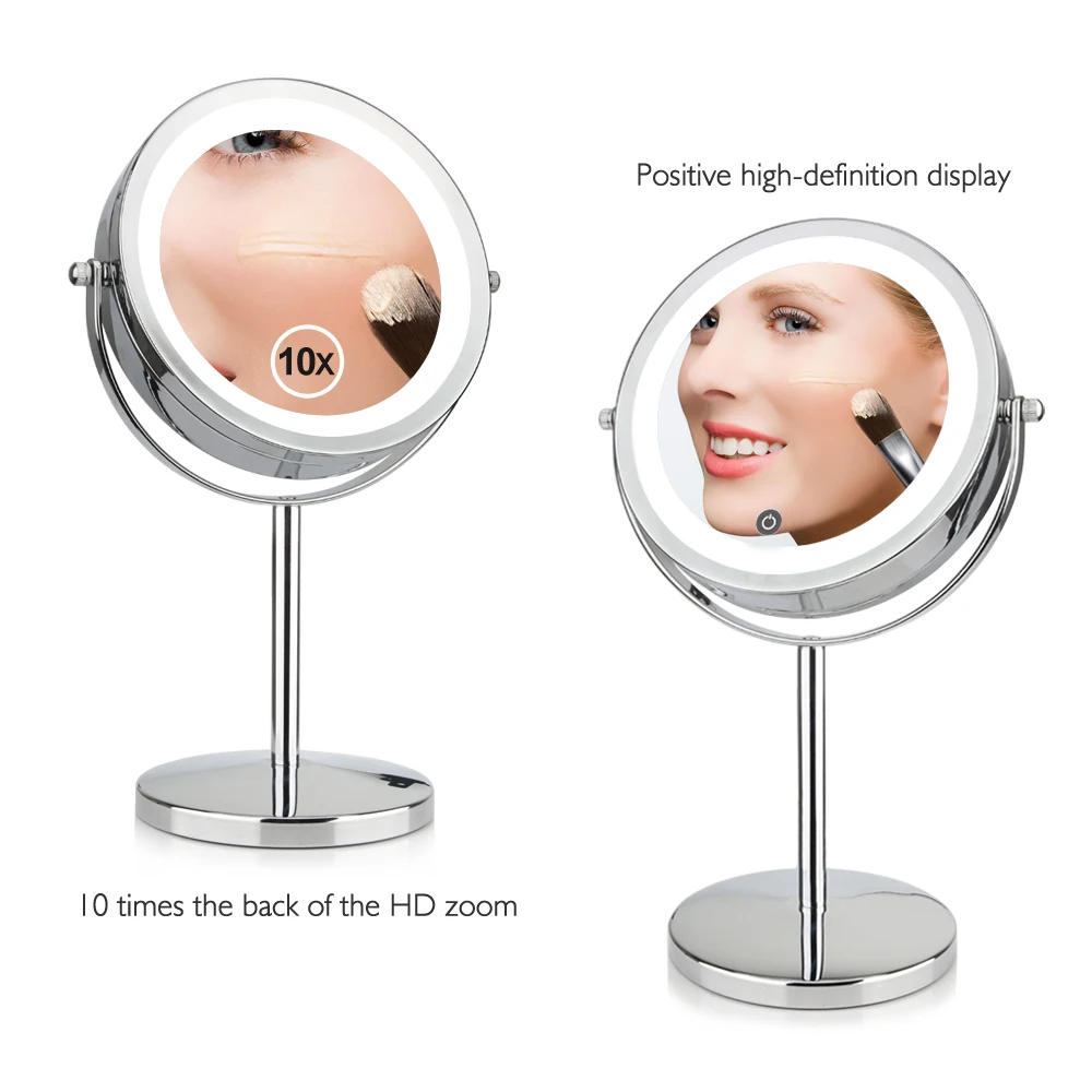 Зеркало для макияжа 10X 1X увеличительное зеркало Яркость Регулируемый Портативный Сенсорный экран зеркало для макияжа на 2-портный Dual косметическое светодиодный зеркало