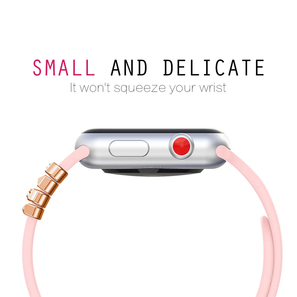 Popular Strap Ornament for Apple Watch Band 38mm Original Silicone Strap Stainless Steel Decorative Ring with LOVE as a Gift (11)