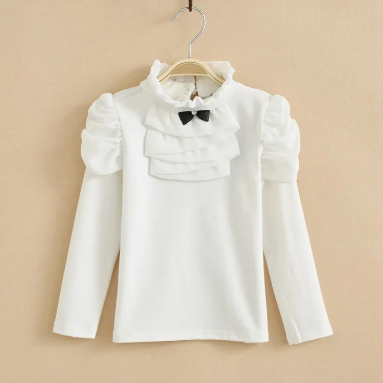 

New 2019 Autumn Baby Girls Clothes Lace Collar Long Sleeve Child Shirt School Girl White Blouse Kids Children Clothing Age1-7T